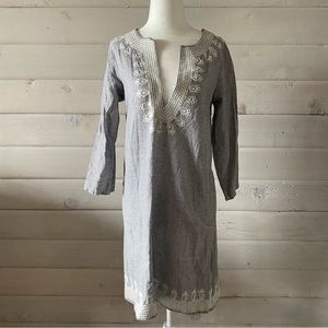 Gallabia Urban Casual Kaftan Cotton Striped Embroidered Kaftan Dress Medium